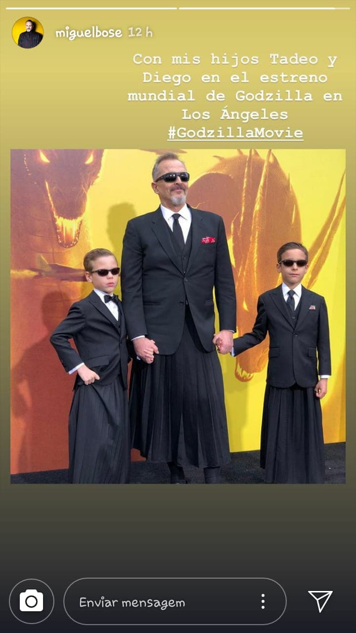 Se trata de 
<b>la primera alfombra roja en la que debutan Tadeo y Diego</b> junto a su célebre papá. El estreno de 'Godzilla: King of the Monsters' fue este sábado, en el icónico teatro Chino de Hollywood.