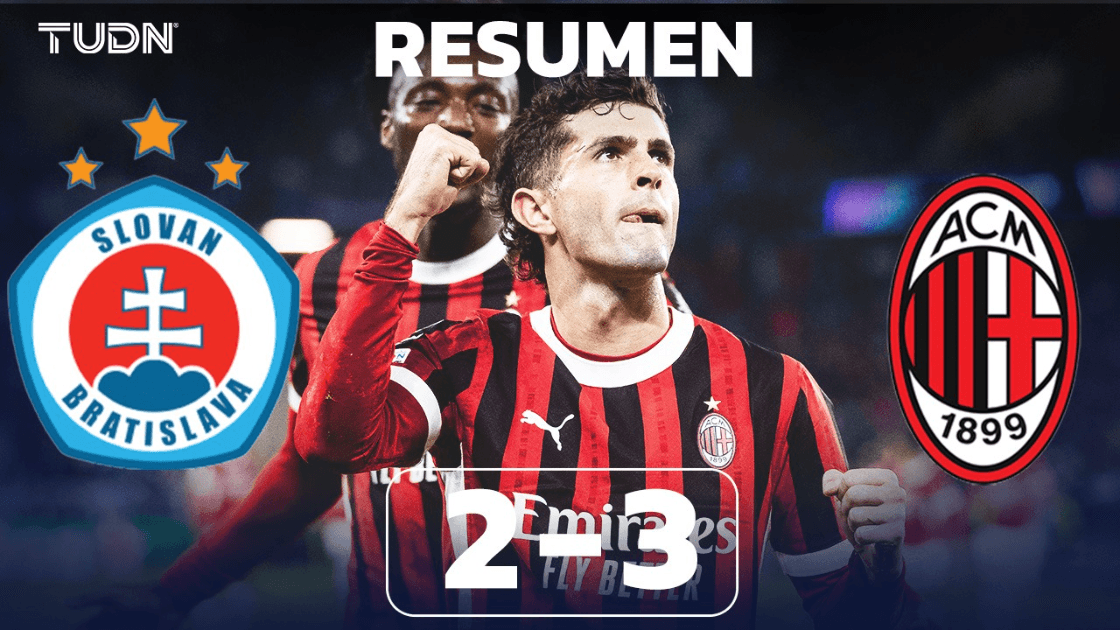 Christian Pulisic marca gol en triunfo del Milan ante Slovan Bratislava