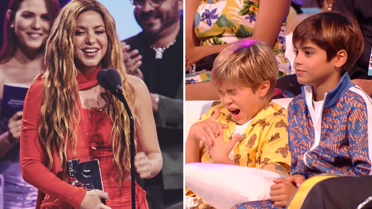 Con sueño, pero apoyando a mamá: así vivieron los hijos de Shakira su victoria en Premios Juventud