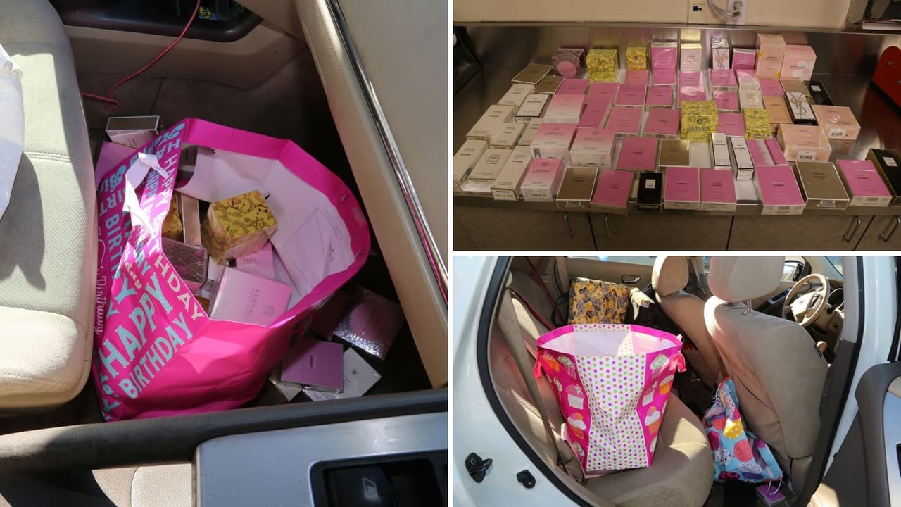 Los productos que la policía halló en el vehículo de las sospechosas.