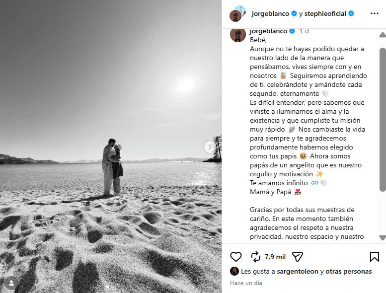 Jorge Blanco y Stephie Caire revelaron que perdieron a su bebé.