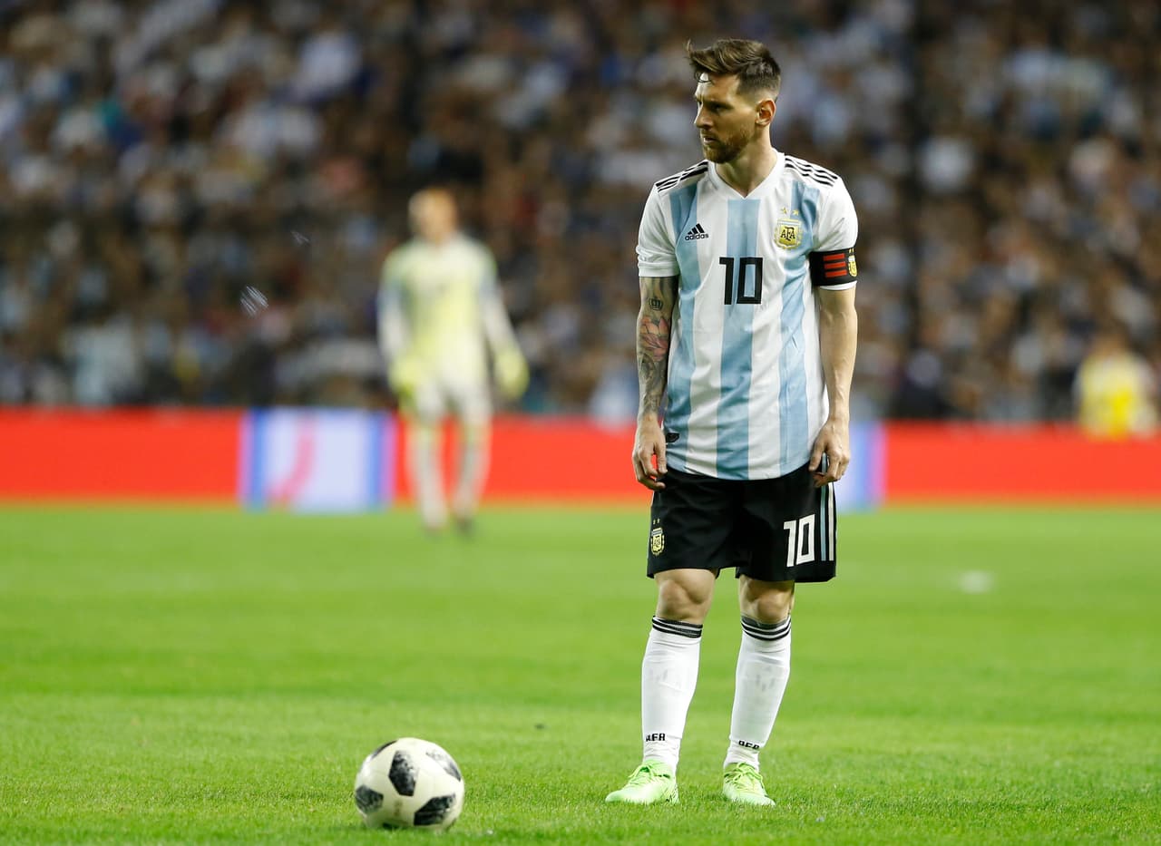 BUENOS AIRES, ARGENTINA - MAY 29: Lionel Messi of Argentina looks on during an international friendly match between Argentina and Haiti at Alberto J. Armando Stadium on May 29, 2018 in Buenos Aires, Argentina. (Photo by Gabriel Rossi/Getty Images)