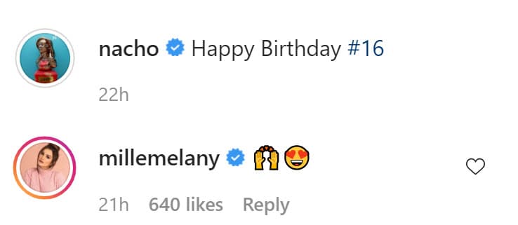 <b>Melany Mille</b>, actual pareja del reggaetonero, comentó la felicitación con un par de emoticonos.
<br>