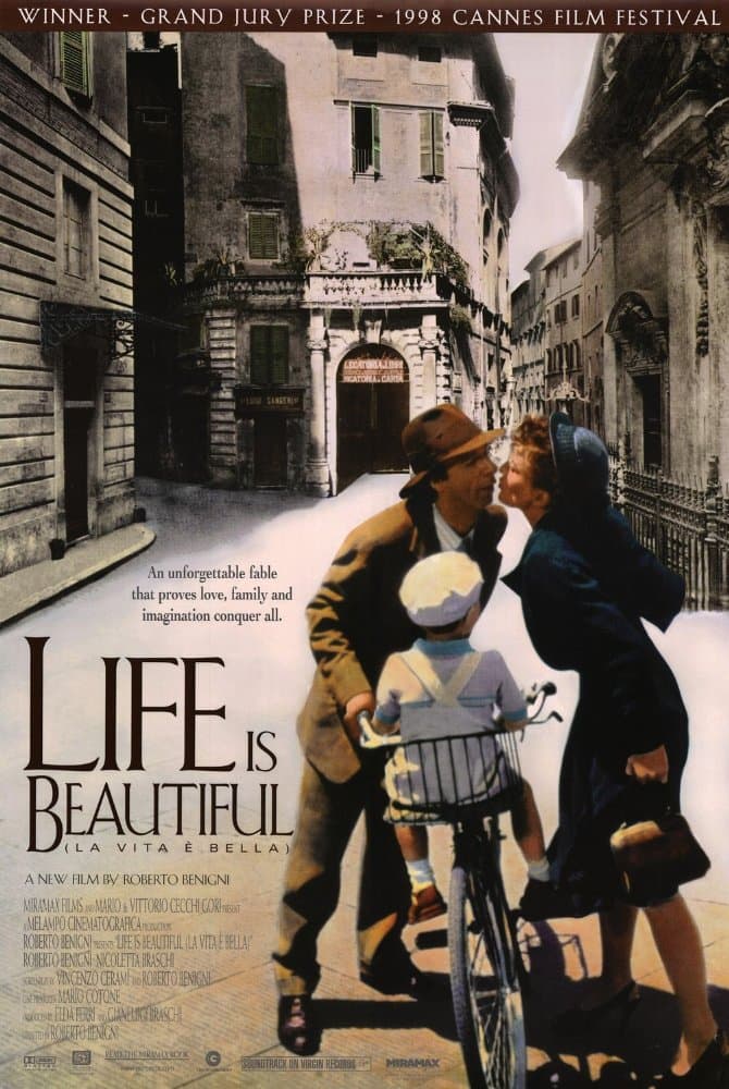 La vida es bellaFecha de estreno: 1997Director: Roberto BenigniElenco: Roberto Benigni, Nicoletta Braschi, Giorgio Cantarini