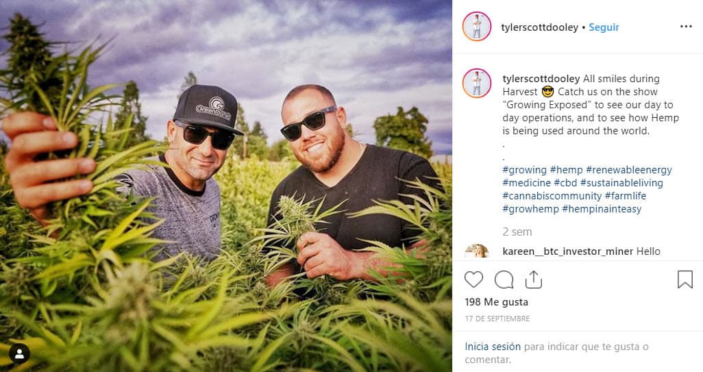 Tyler Dooley, hermano de Thomas tiene un campo de cultivo de cannabis, negocio que lanzó en 2018 con una variedad de marihuana que llama 'Markle Sparkle'.