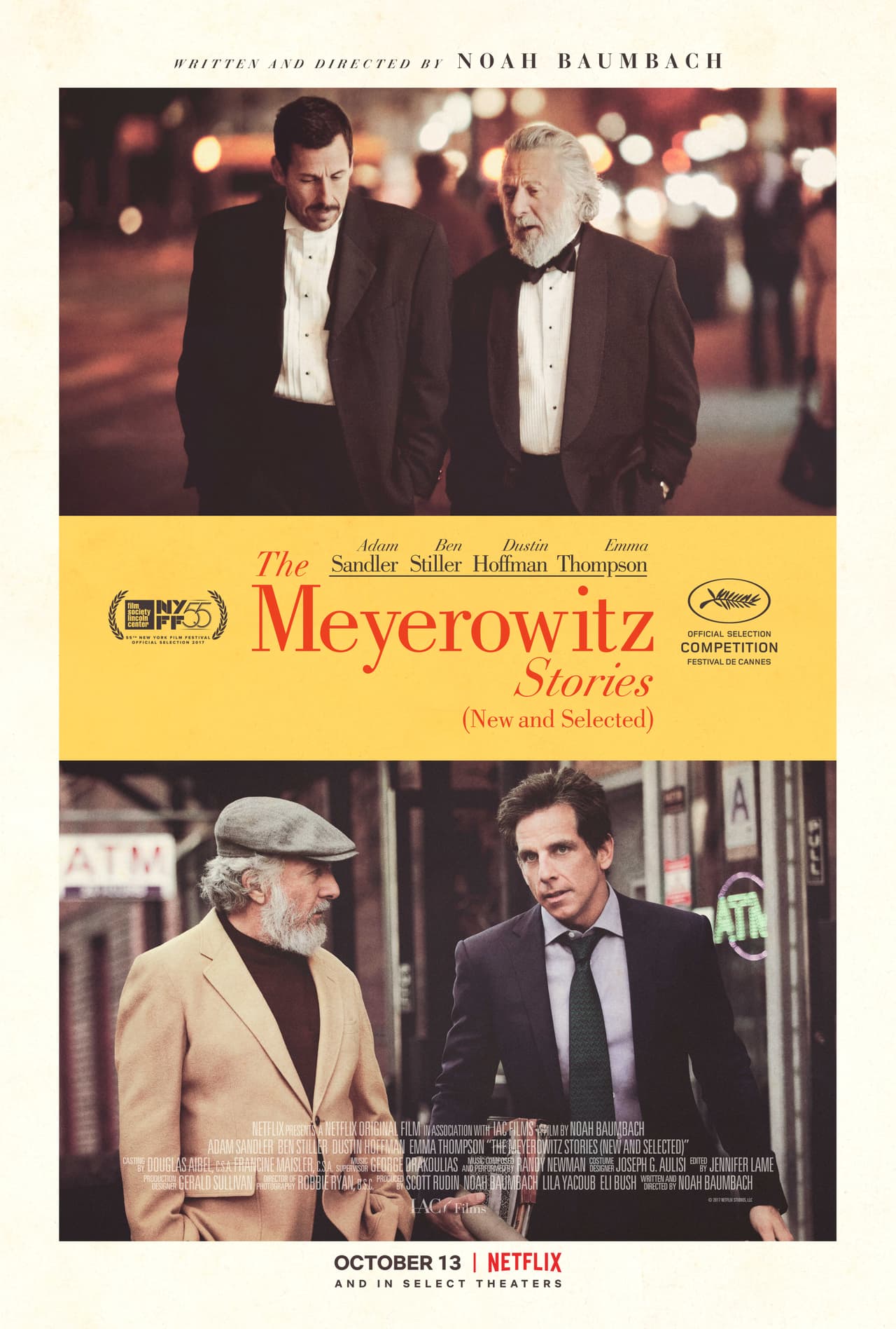 <b>‘The Meyerowitz Stories’</b>
<br>Se trata de una de las películas más serias de Adam Sandler, en la cual comparte créditos con Emma Thompson, Adam Driver, Dustin Hoffman y Ben Stiller. Por si fuera poco, está dirigida por Noah Baumbach, quien es conocido por su película nomidada al Oscar ‘Historia de un matrimonio’.
