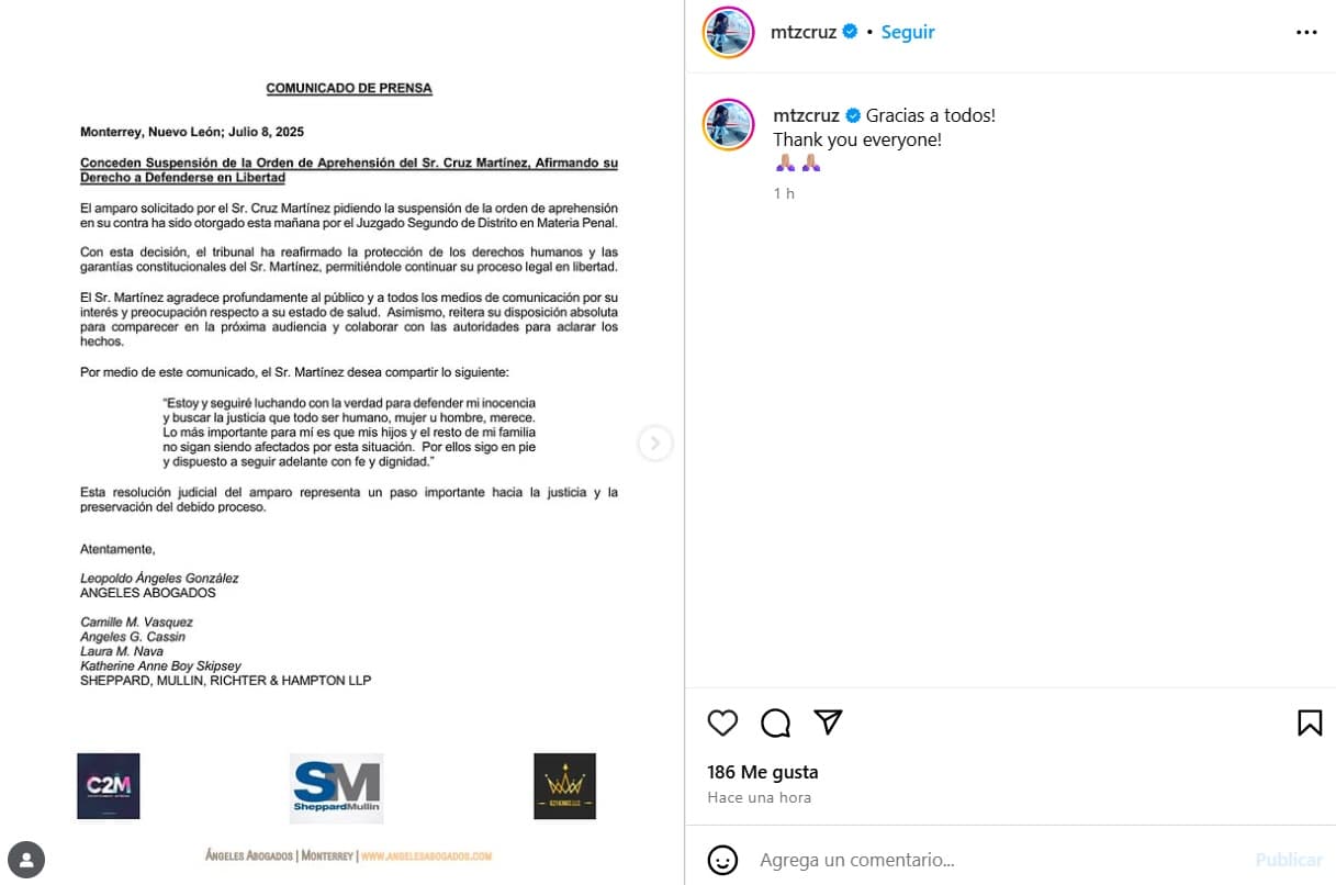 Cruz Martínez obtuvo amparo.