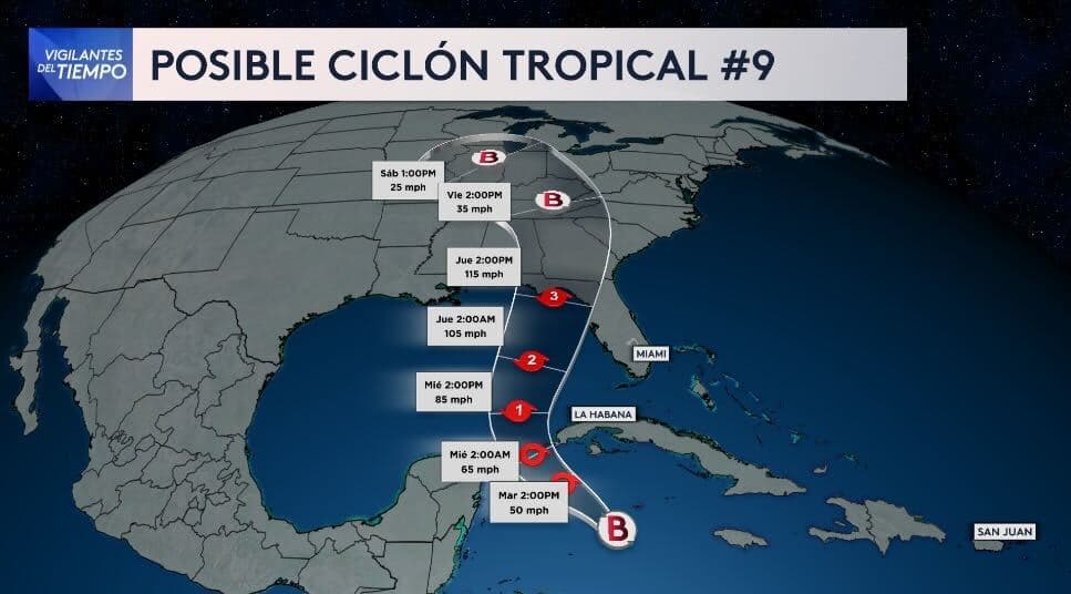 Estado de emergencia en 41 condados de Florida, declaró el gobernador por potencial ciclón 9
