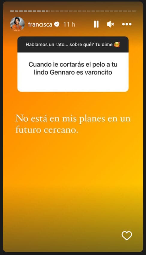 "
<b>No está en mis planes</b> en un futuro cercano", dijo la también actriz, dejando claro que ella dejará que crezca la melena de su hijo, quien luce feliz en las fotos y videos que ella comparte. 
<br>
