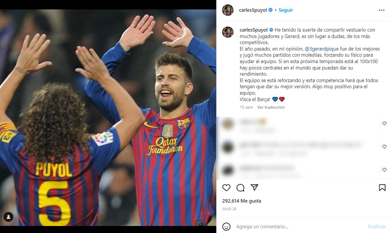 "Sé que Carles ha hablado con él porque son muy amigos. 
<b><a href="https://www.univision.com/famosos/shakira-pique-como-era-mujeres-companeros-fotos">Yo me llevo muy bien con ella</a></b>", dijo la modelo.
<br>