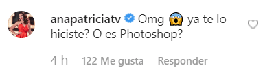 La presentadora de televisión Ana Patricia Gámez, reaccionó sorprendida ante la inesperada imagen que mostró Espinoza, y no dudó en preguntar si la foto estaba editada.