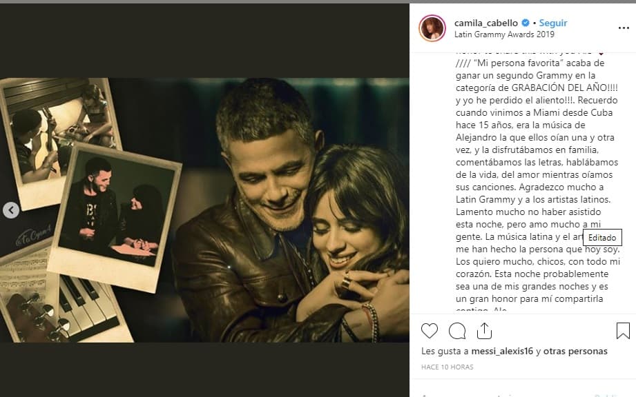 “¡'Mi persona favorita' acaba de ganar 
<b><a href="https://www.univision.com/especiales/latin-grammy/alejandro-sanz-mis-fans-y-yo-tenemos-un-corazon-muy-parecido-video/embed?simple" target="_blank">un segundo (Latin) GRAMMY</a></b>
<a href="https://www.univision.com/especiales/latin-grammy/alejandro-sanz-mis-fans-y-yo-tenemos-un-corazon-muy-parecido-video/embed?simple" target="_blank"> </a> en la categoría de Grabación del año! y yo 
<b>¡he perdido el aliento! </b>Recuerdo cuando vinimos a Miami desde Cuba hace 15 años, era la música de Alejandro la que mis padres escuchaban una y otra vez, y la disfrutábamos en familia, comentábamos las letras, hablábamos de la vida, del amor, mientras oíamos sus canciones".