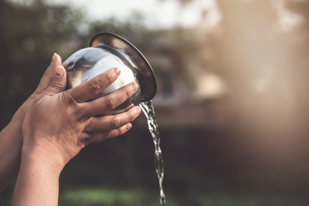 Necesitas un tazón o una botella con agua y algunas de tus mejores intenciones.