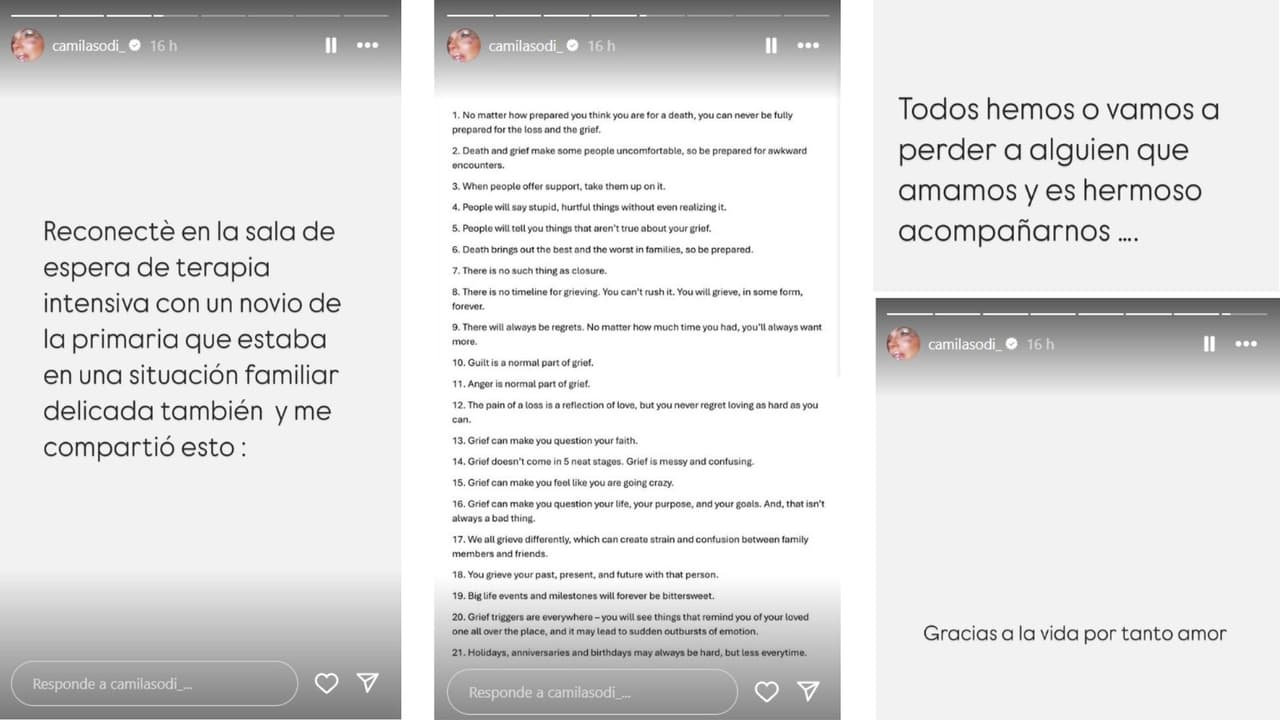 Camila Sodi reflexionó sobre el dolor de perder a un ser querido.