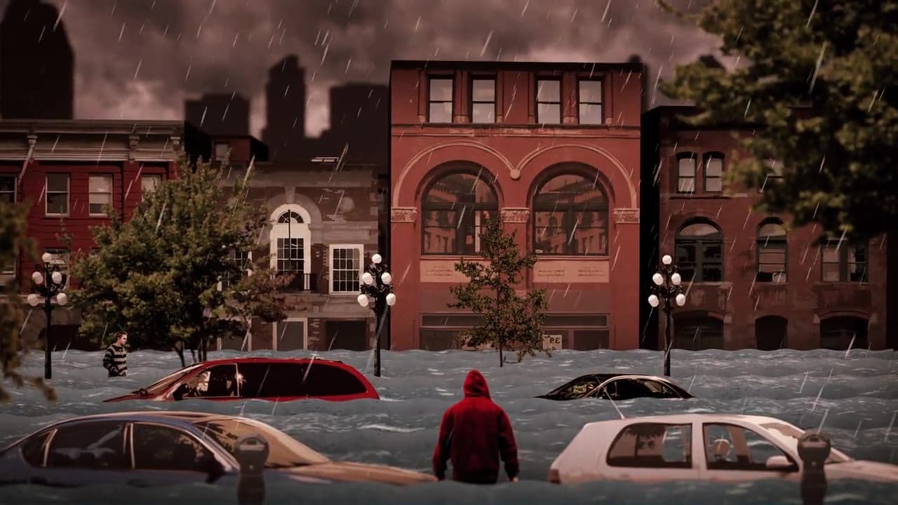 Captura de pantalla de un video explicativo de USGS sobre la megatormenta Ark. La imagen trata de ilustrar el escenario que se podría vivir en California por una inundación.