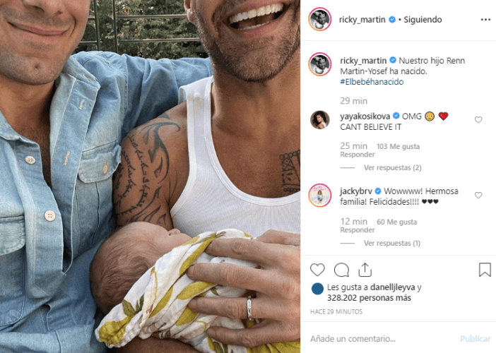 El 29 de octubre el cantante compartió con sus seguidores de Instagram que su hijo Renn Martin-Yosef había nacido.