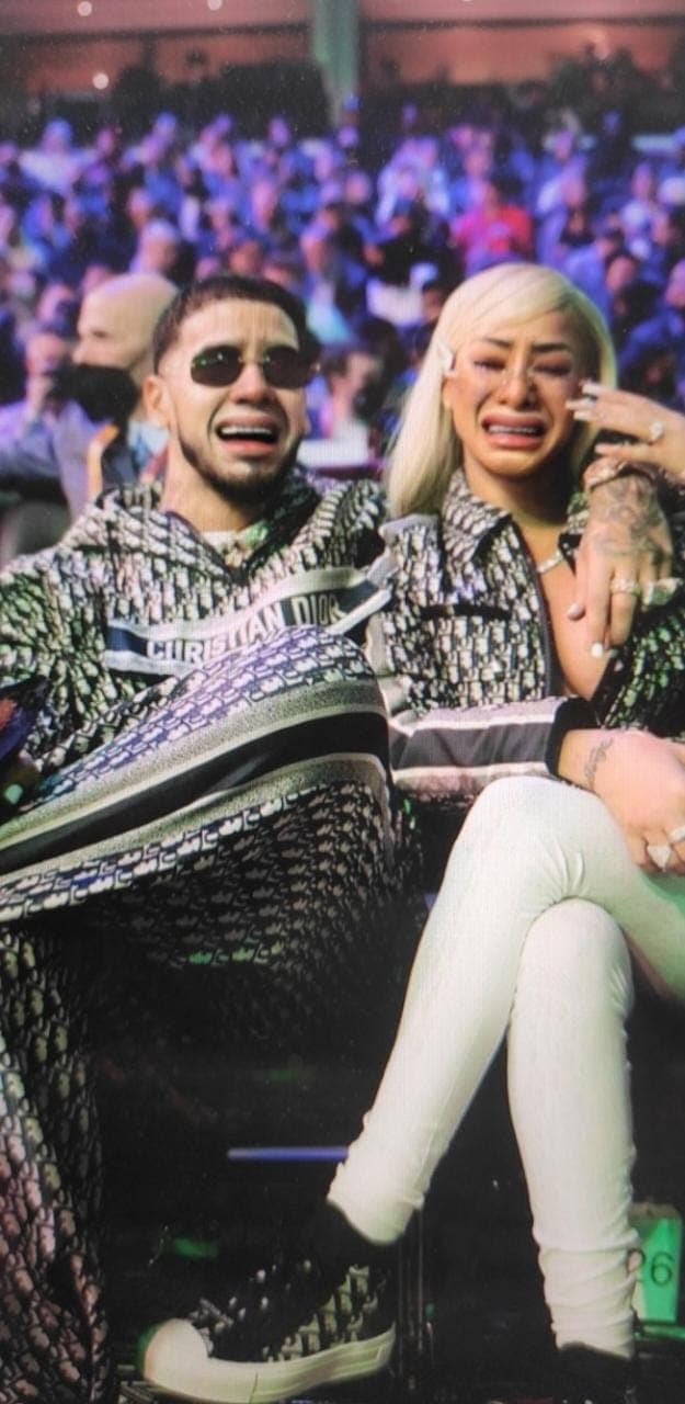 ¿Anuel y Yailin estarán llorando de tristeza o alegría? Hasta con lágrimas hacen buena pareja.