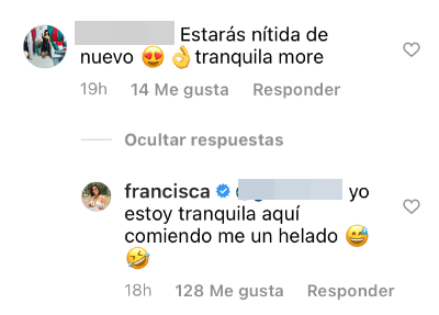 "Estarás nítida de nuevo. Tranquila", se lee en la red social.