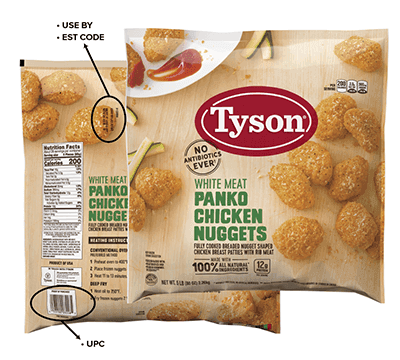 El tercer recall se limita a los empaques de 5 libras de los ‘White Meat Panko Chicken Nuggets’, de la marca Tyson, producidos el 26 de noviembre de 2018.