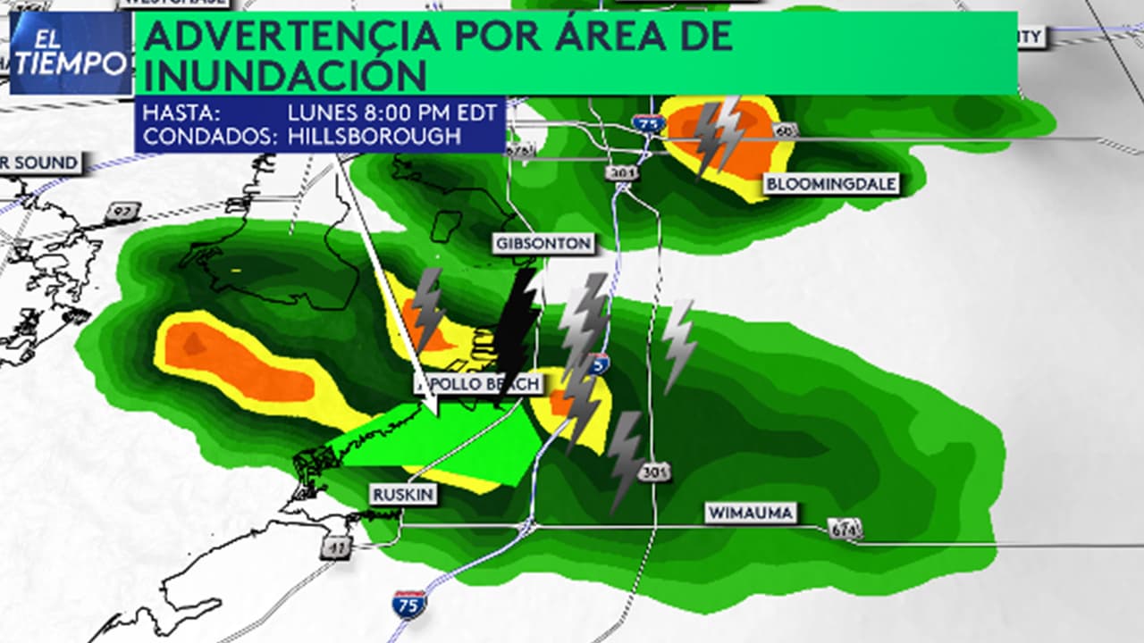 Emiten advertencia por área de inundación en el condado Hillsborough hasta las 8 p.m.