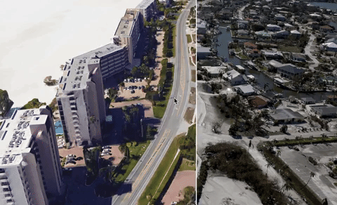 Fotografías interactivas: el antes y después del paso del huracán Ian en Florida