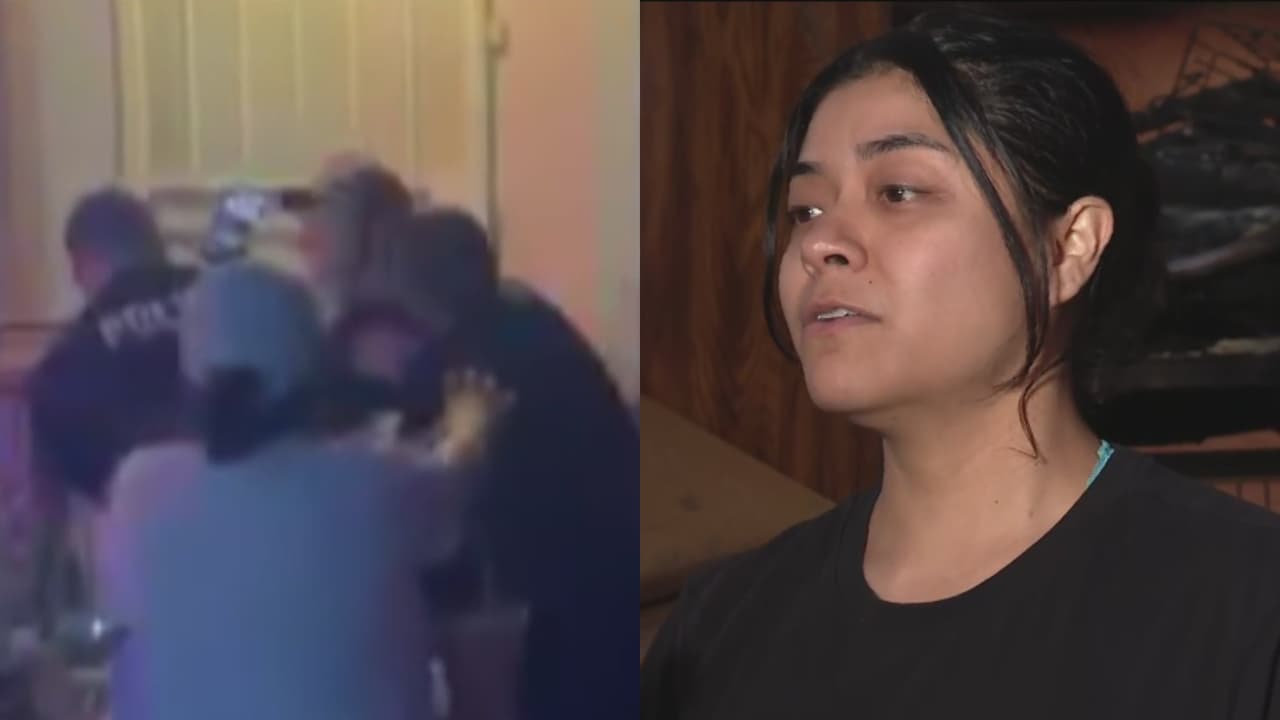 Latina intenta salvar a su padre de un incendio y es golpeada por una policía en Huntington Park
