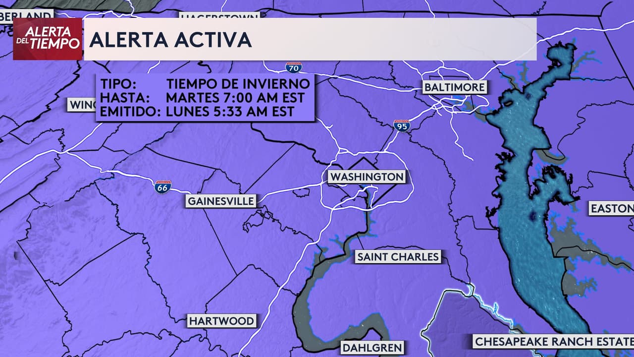 Alerta del Tiempo en el DMV lunes y martes por el paso de nieve por nuestra área