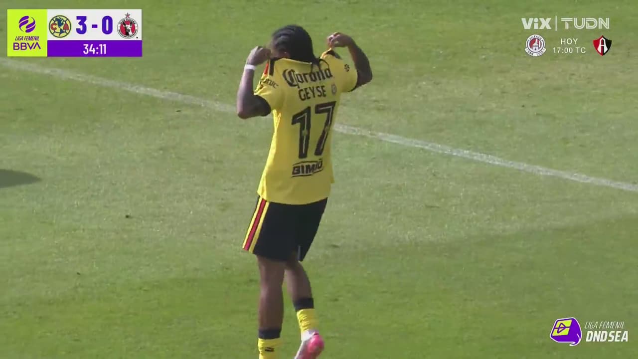 ¡Escopetazo de Geyse Da Silva para el 3-0! América aplasta a Tijuana