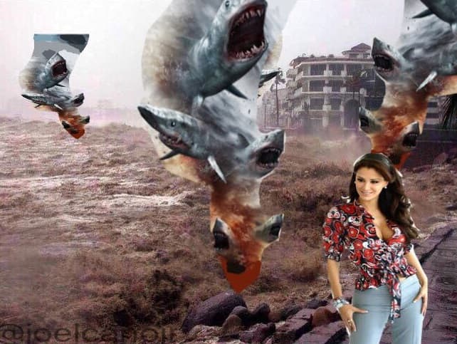 Unos usuarios incluso se pusieron más creativos y la mostraron rodeada de tiburones.