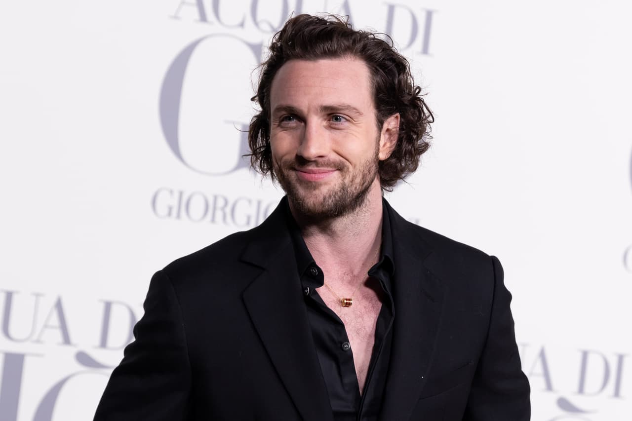 Aaron Taylor-Johnson en un evento de Giorgio Armani en Madrid, en marzo de 2024.