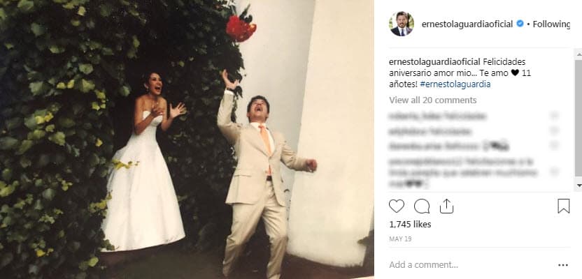 Ernesto Laguardia está casado con Patricia Rodríguez desde hace 11 años.