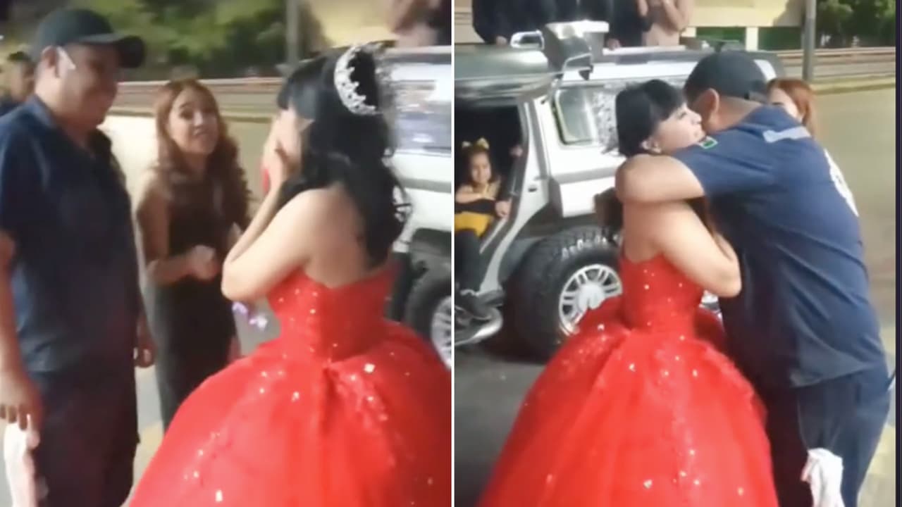 Papá no puede ir a la fiesta de XV años de su hija y ella llega de sorpresa a su trabajo 