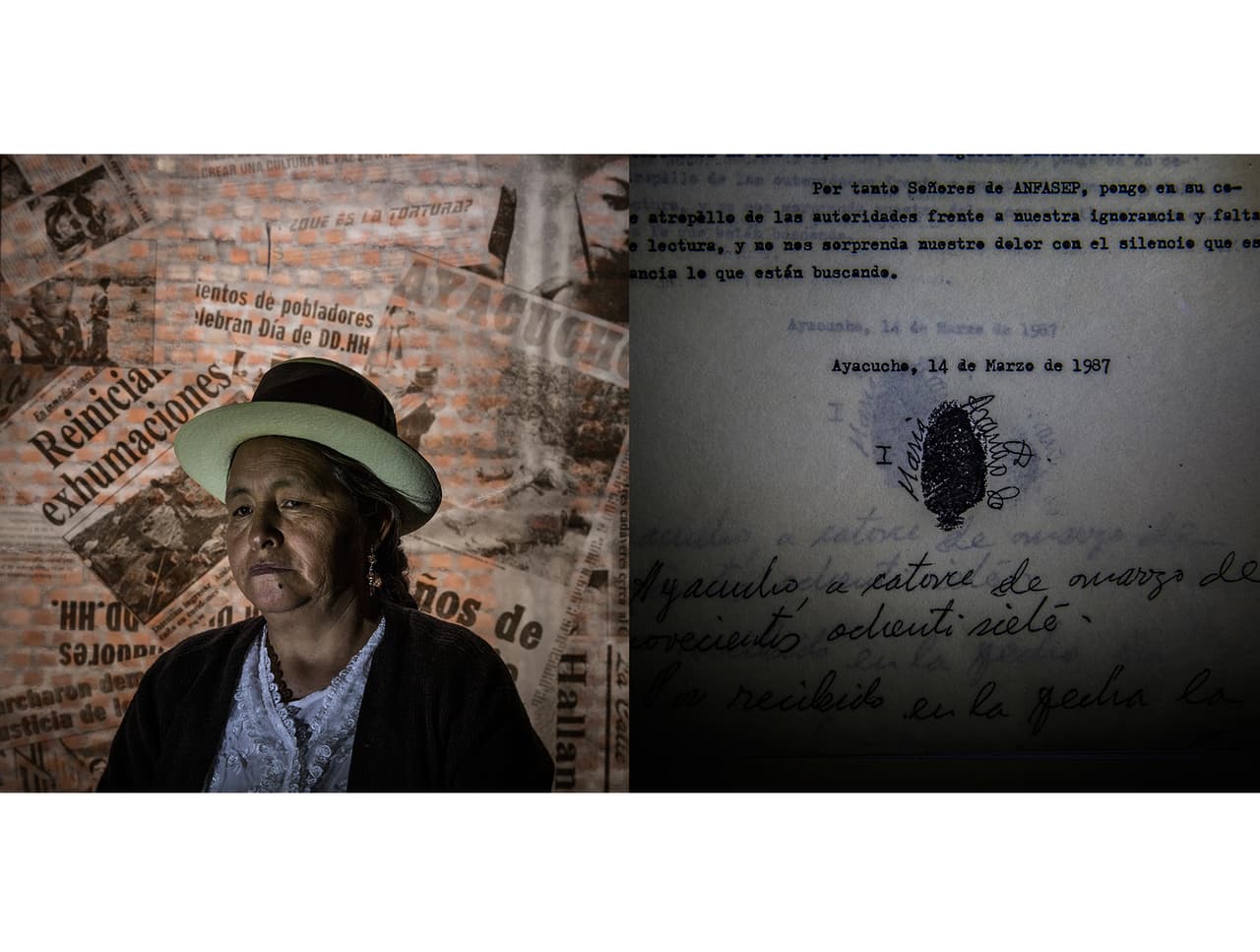 <b>THE STRUGGLE.</b> Adelina García Mendoza is president of the Asociación Nacional de Familiares de Secuestrados, Detenidos y Desaparecidos del Perú (National Association of Family Members of the Kidnapped, Detained and Disappeared in Peru, or ANFASEP). The documents included in her case file are signed by several lawyers, some of whom have been assassinated.
<br>
<br>