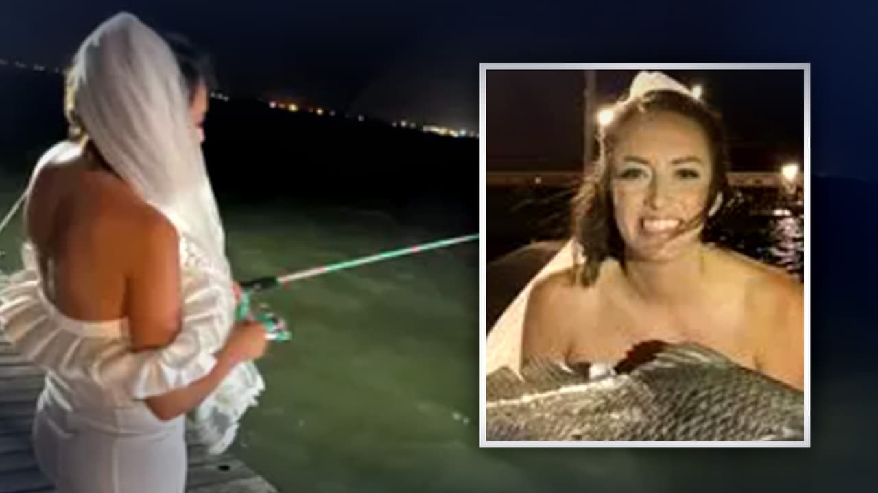 “Siento que papá me envió un gran regalo de bodas”: novia recuerda a su padre fallecido y atrapa un gran pez en su noche de bodas