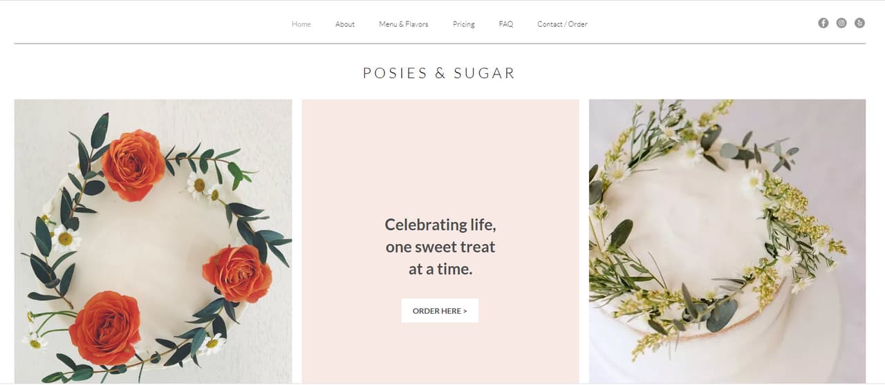 Las creaciones de esta pastelería son pasteles con un diseño sencillo, con glaseado y decorados florales.
<br>