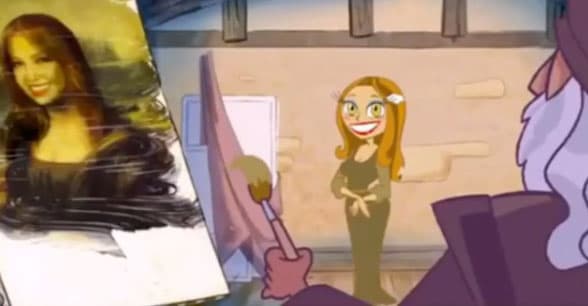 Entonces le toca a Thalía ir a perseguirlo y encontrarlo, lo cual la lleva a varias épocas y convertirse en figuras como la Mona Lisa.