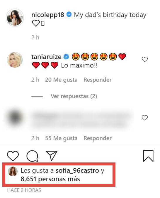 Tania Reaccionó a la publicación, mientras que 
<b><a href="https://www.univision.com/entretenimiento/esto-piensa-sofia-castro-de-las-criticas-a-sus-padres-enrique-pena-nieto-y-angelica-rivera-video">Sofía Castro</a></b>, quien fue hijastra de Peña Nieta durante su matrimonio con Angélica Rivera, dio 
<b>'like'</b>.
<br>