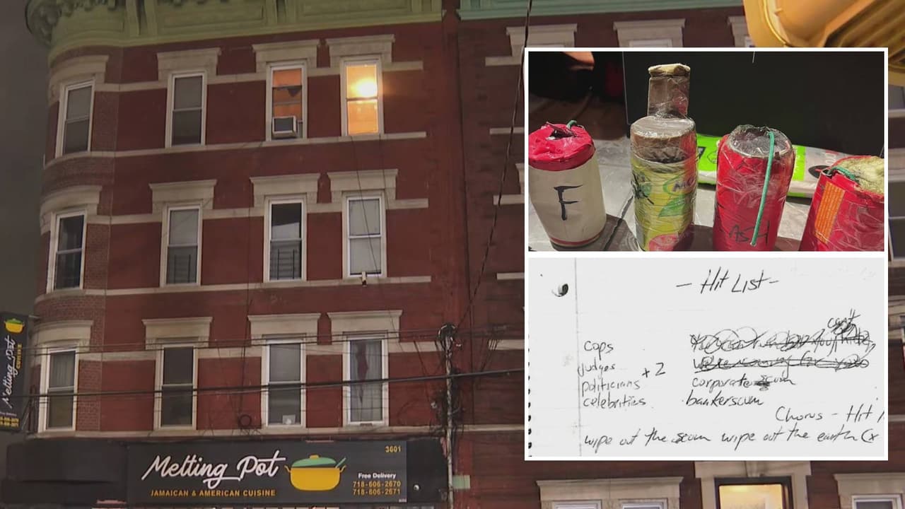 En un apartamento de Queens,
<b><a href="https://www.univision.com/local/nueva-york-wxtv/queens-hallan-explosivos-y-armas-fantasma-apartamento-hay-2-arrestados" target="_blank"> autoridades encontraron explosivos caseros, rifles de asalto, pistolas, chalecos antibalas</a></b>, propaganda anarquista y hasta un radio con la señal de un cuartel. 
<br>
<br>En el lugar también se halló una nota escrita a mano titulada "objetivos para atacar" que incluía a policías, jueces, políticos, entre otros.