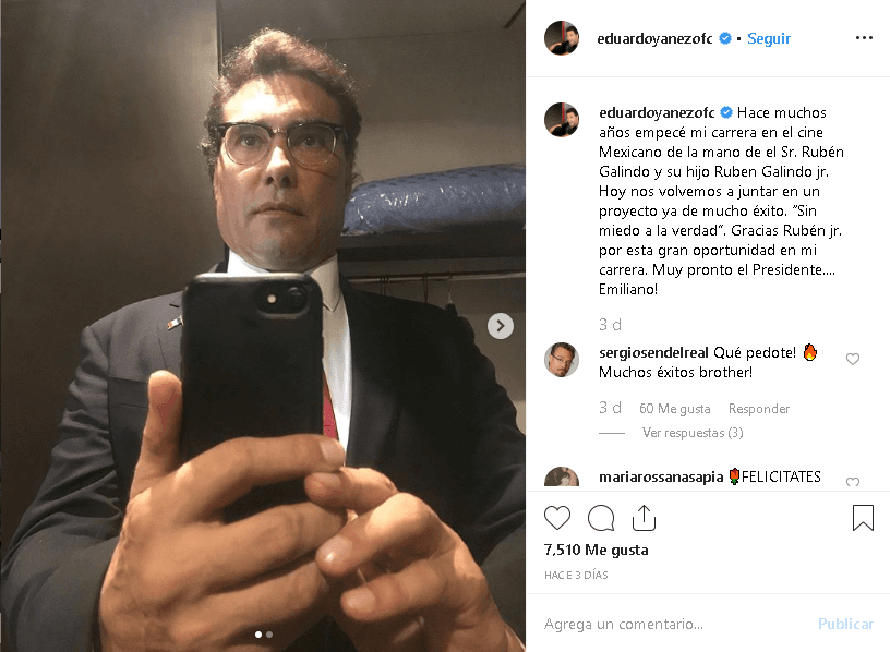 "Hace muchos años empecé mi carrera en el cine mexicano de la mano del Sr. Rubén Galindo y su hijo Ruben Galindo Jr.".