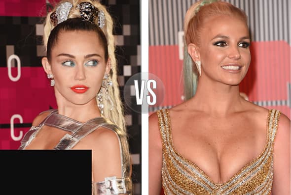 Otra de las polémicas de la noche fue la guerra de insultos entre Miley Cyrus y Britney Spears.