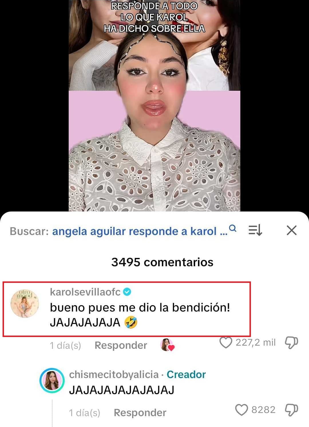 Karol Sevilla comentó el hecho de que Ángela Aguilar pidiera que Dios la bendiga.