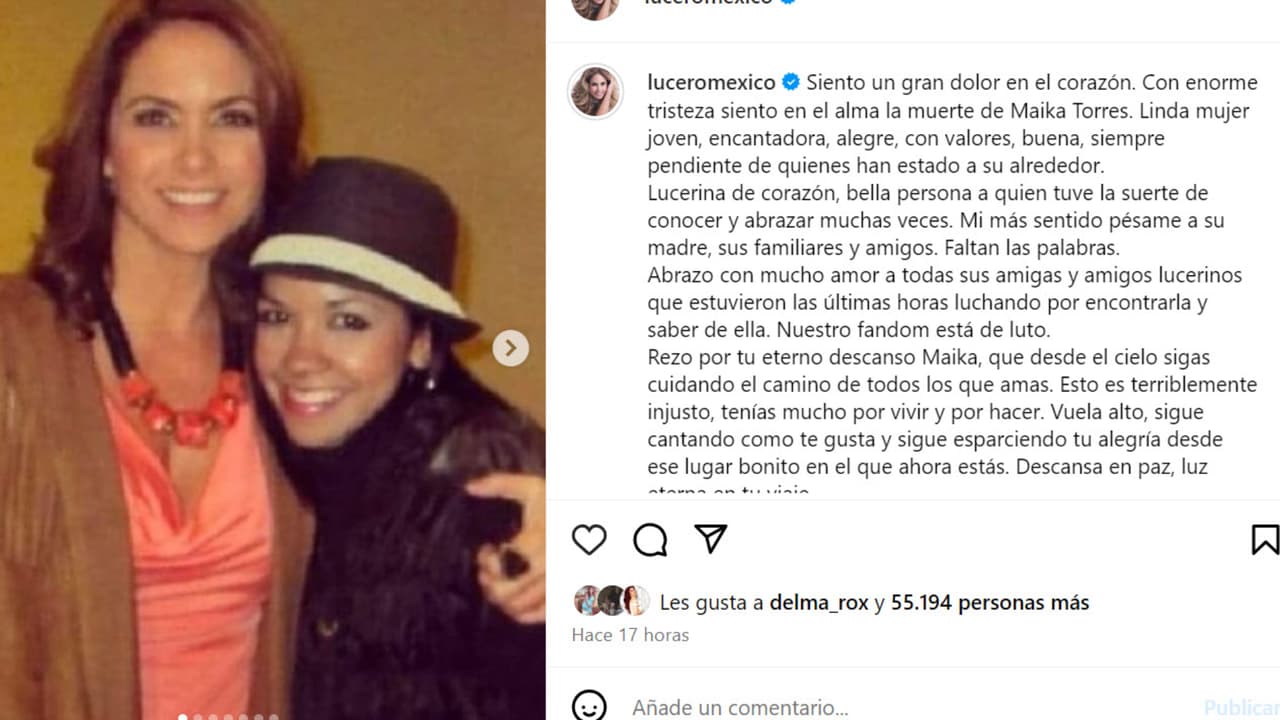 Lucero dedicó un extenso mensaje en honor a Maika Torres, una fan suya que habría sido asesinada en México.