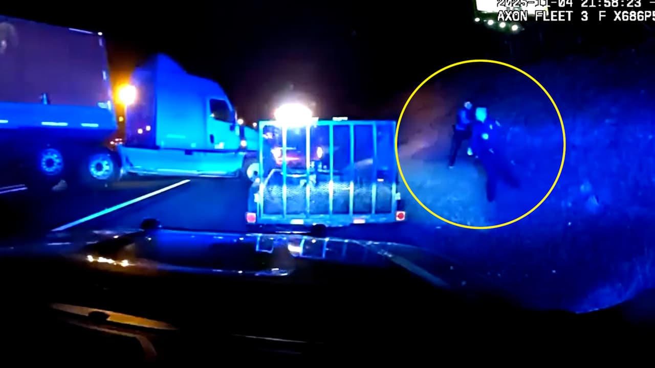 Policías se salvan por segundos en choque en cadena en la I-85 en Georgia