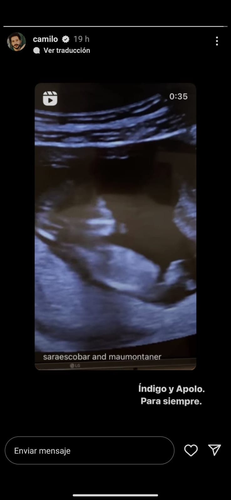 Camilo, por su parte, reposteó el video de su cuñado para dejar un emotivo mensaje.