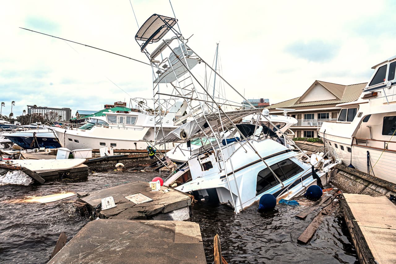 Yachts and boats were submerged by storm surges, which brought catastrophic flooding to much of Florida's west coast. 
<br>