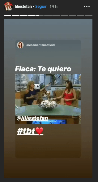 Lili Estefan compartió en sus historias de Instagram ese recuerdo que publicó originalmente Lorena en sus redes sociales.