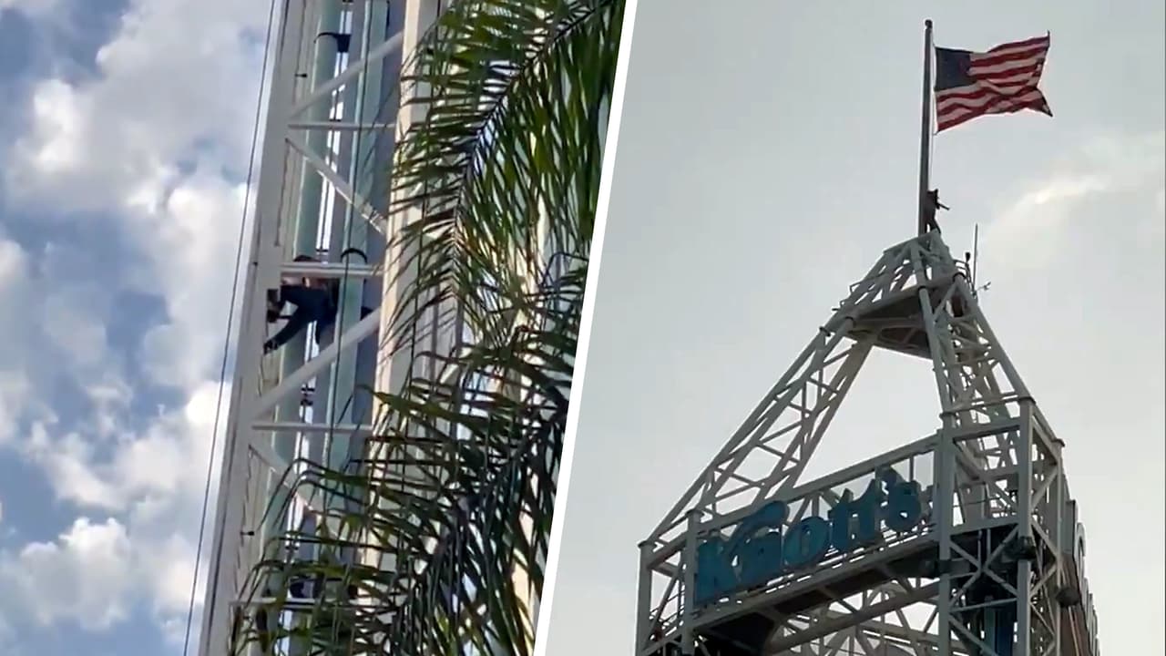 Hombre trepa a torre de 300 pies en parque de California y desata el pánico entre los visitantes