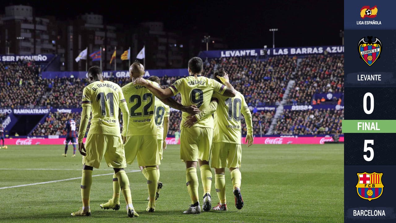 Fue una 'manita' blaugrana de visita en Valencia.