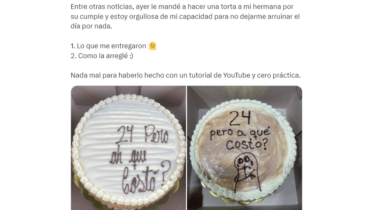 Pastel feo tuvo que ser arreglado