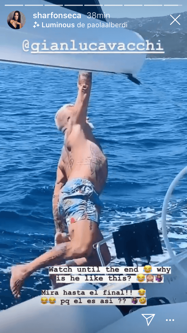 <b><a href="https://www.univision.com/famosos/no-fue-facil-pero-sharon-fonseca-logro-ensenar-lo-mucho-que-ha-crecido-su-pancita-de-embarazo-fotos" target="_blank">"Ay Dios mío"</a></b>, dijo la venezolana de 25 años al ver a su pareja de acuerdo con un clip que publicó en sus historias.
<br>